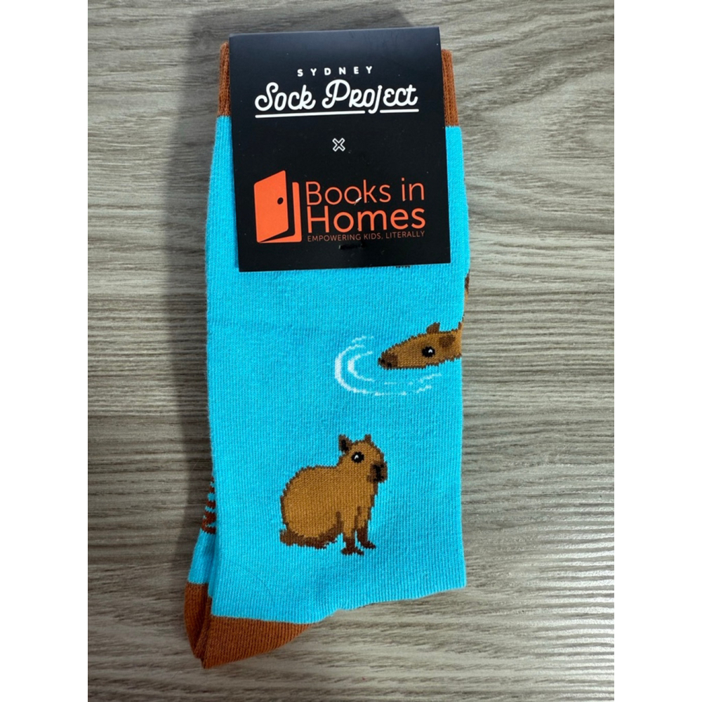 Men's Sydney Sock Project Blue Brown Capybara Casual Socks